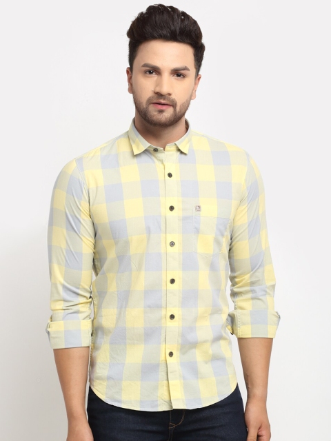 

La Mode Men Yellow Slim Fit Buffalo Checks Cotton Checked Casual Shirt