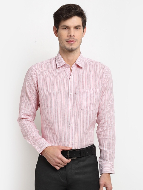 

La Mode Men Pink Slim Fit Opaque Striped Formal Shirt