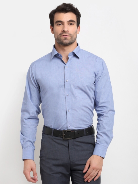 

La Mode Men Blue Slim Fit Opaque Pure Cotton Formal Shirt