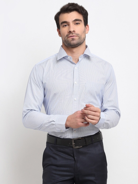 

La Mode Men Blue Slim Fit Opaque Striped Formal Shirt