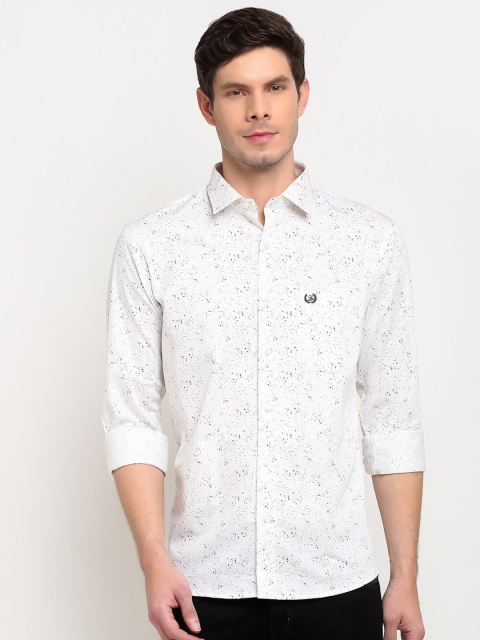 

La Mode Men White Slim Fit Opaque Printed Party Shirt
