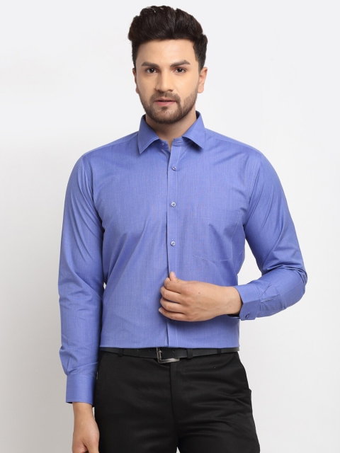 

La Mode Blue Solid Opaque Slim Fit Formal Shirt