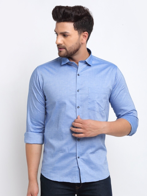 

La Mode Men Blue Slim Fit Opaque Pure Cotton Casual Shirt