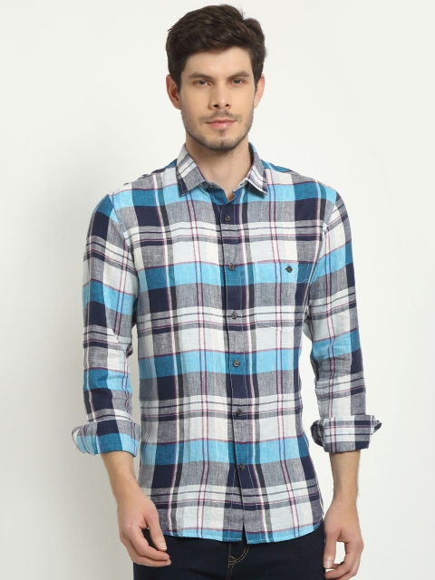 

La Mode Men Blue Slim Fit Tartan Checks Opaque Checked Casual Shirt