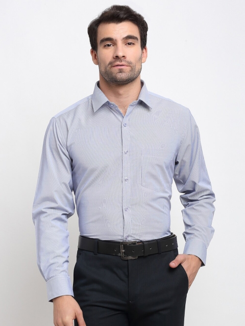 

La Mode Men Blue Slim Fit Pinstripes Opaque Striped Formal Shirt