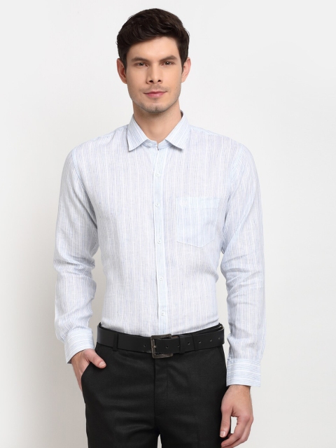 

La Mode Men Blue Slim Fit Opaque Striped Formal Shirt