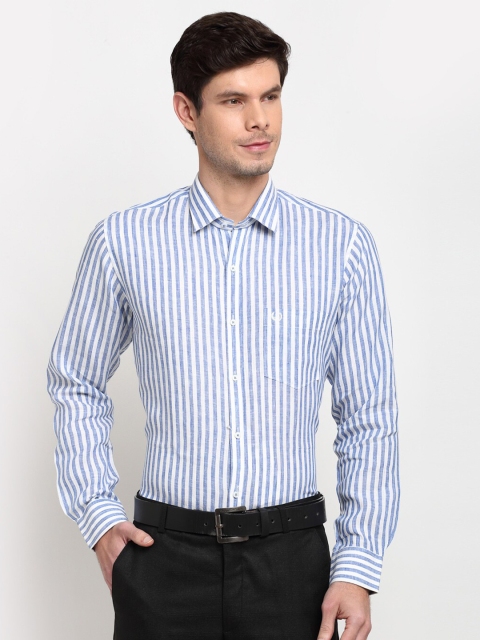 

La Mode Men Blue Slim Fit Opaque Striped Formal Shirt