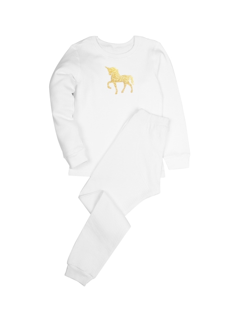

DChica Girls White Printed Thermal Set