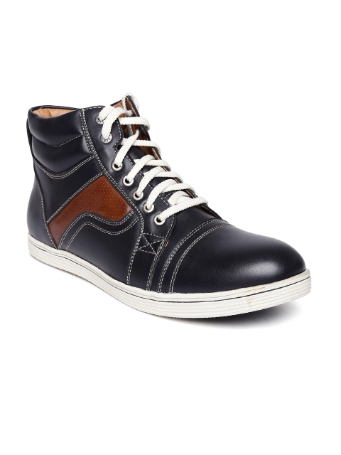 BCK by Buckaroo Men Black & Brown Solid High-Top Sneakers available at myntra for Rs.748