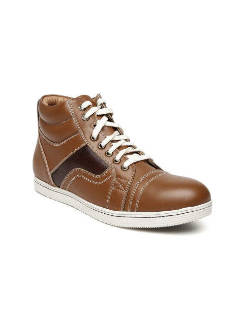 BCK by Buckaroo Men Tan High-Tops Leather Sneakers available at myntra for Rs.748