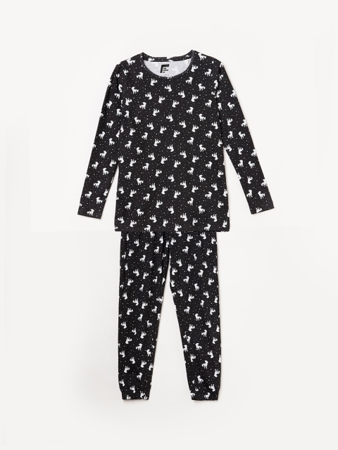 

Fame Forever by Lifestyle Girls Black Printed Cotton Sleepsuit