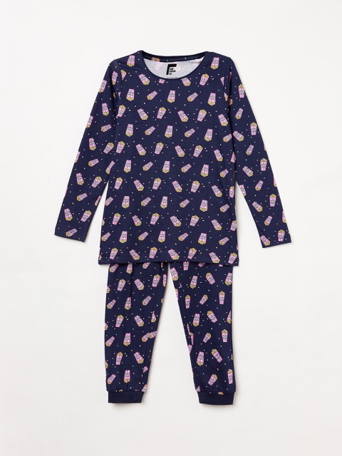 

Fame Forever by Lifestyle Navy Blue Printed Cotton Sleepsuit