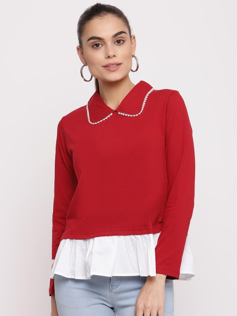 

The Vanca Red Shirt Style Top