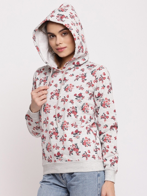 

The Vanca Women White Printed Hooded Sweatshirt