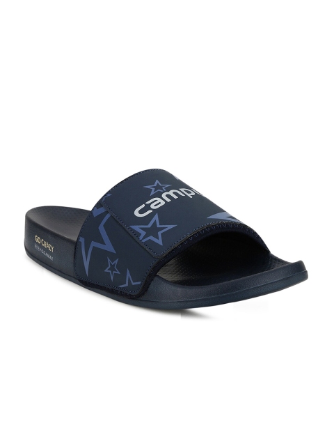 

Campus Men Navy Blue & White Printed Sliders