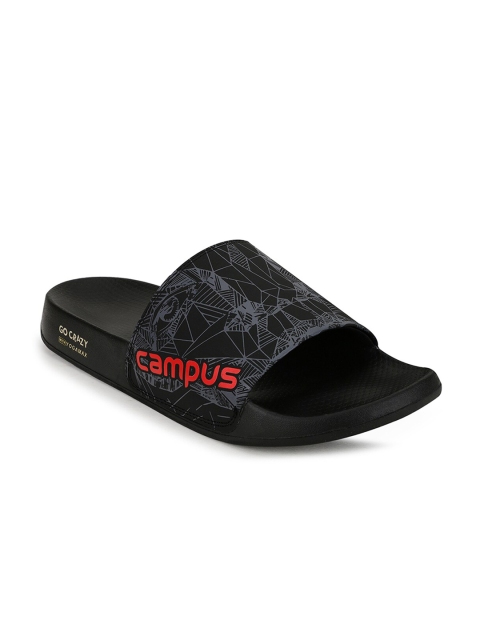 

Campus Men Black & Grey Printed Slip-On