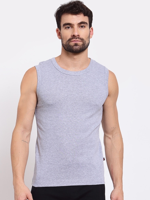 

SPORTO Men Grey Solid Pure Super Combed Cotton Gym Vest