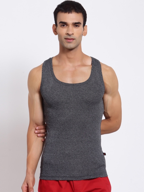 

SPORTO Men Black Solid Super Combed Cotton Innerwear Vests