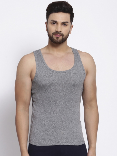 

SPORTO Men Grey Solid Pure Super Combed Cotton Gym Vest