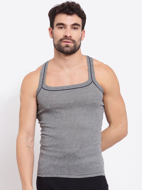 

SPORTO Men Grey Solid Pure Super Combed Cotton Gym Vest