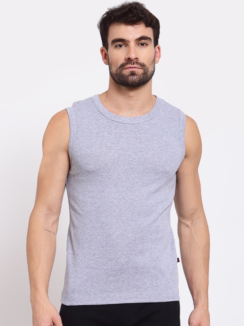 

SPORTO Men Grey Solid Pure Super Combed Cotton Gym Vest