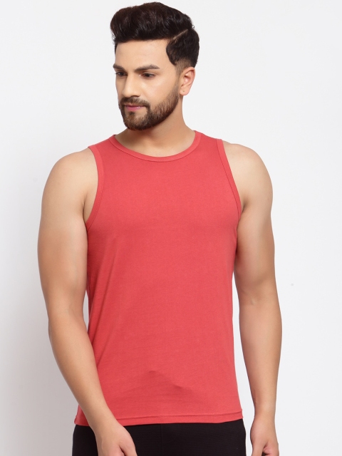 

SPORTO Men Red Solid Pure Super Combed Cotton Gym Vest
