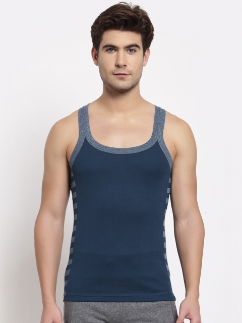 

SPORTO Men Blue Pure Super Combed Cotton Gym Vest