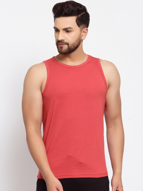 

SPORTO Men Red Solid Pure Super Combed Cotton Gym Vest