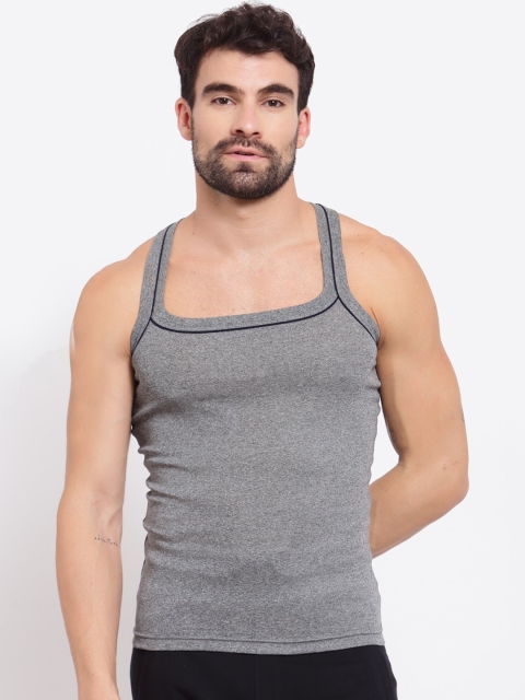 

SPORTO Men Grey Solid Pure Super Combed Cotton Gym Vest