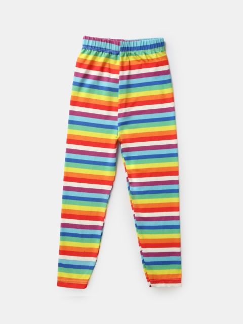 

Hopscotch Girls Red & Blue Striped Pure Cotton Leggings