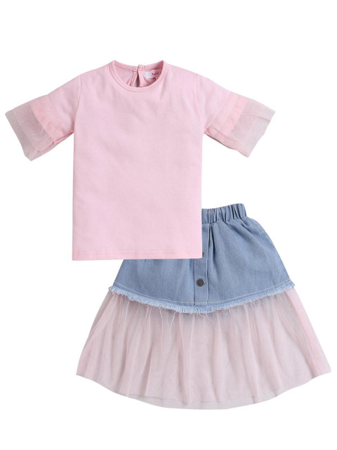 

Hopscotch Girls Pink & Blue Top with Skirt