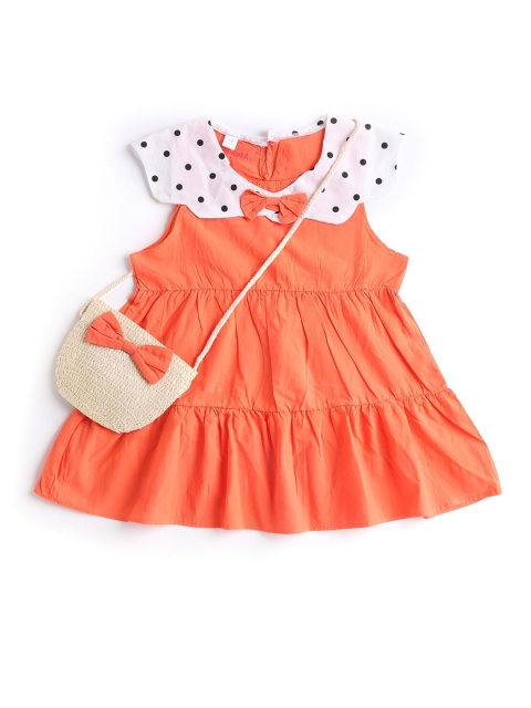 

Hopscotch Girls Orange Dress with Sling Bag