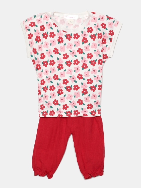 

Hopscotch Girls Red & White Printed T-shirt with Pyjamas