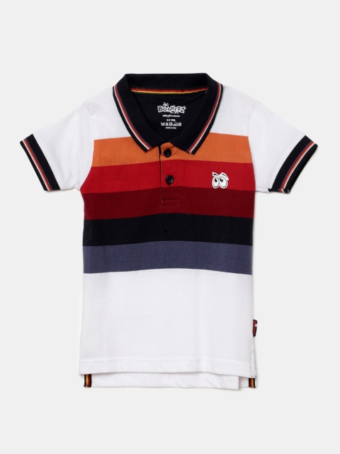 

Hopscotch Boys Multicoloured Striped Polo Collar T-shirt, Multi