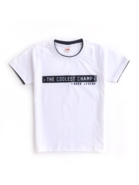 

Hopscotch Boys White & Black Typography Printed T-shirt