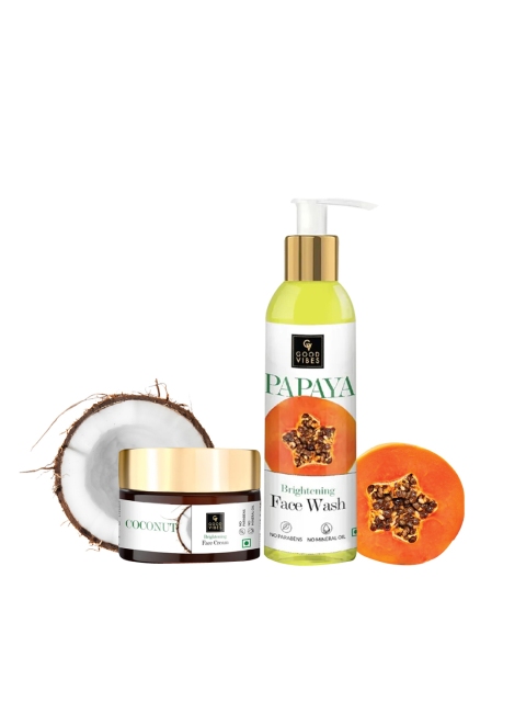 

Good Vibes Daily Face Care Combo Kit Papaya Face Wash 120ml & Coconut Face Cream 50g, Transparent