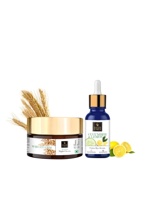 

Good Vibes Set Of Cucumber & Lemon Under Eye Serum & Wheatgerm Night Cream - 10 ml & 50 g, Transparent
