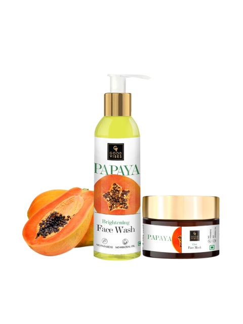 

Good Vibes Papaya Cleansing Kit- Face wash 120ml + Face Mask 50g, Transparent