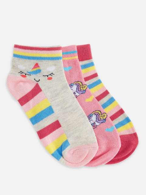

Pantaloons Junior Girls Pack Of 3 Assorted Patterned Ankle-Length Socks, Multi