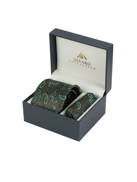 

Alvaro Castagnino Men Green & Grey Paisley Printed Accessory Gift Set
