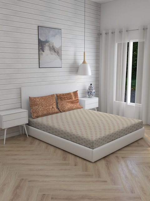 

Boutique Living India Beige & Brown 200 TC Pure Cotton King Bedsheet with 2 Pillow Covers