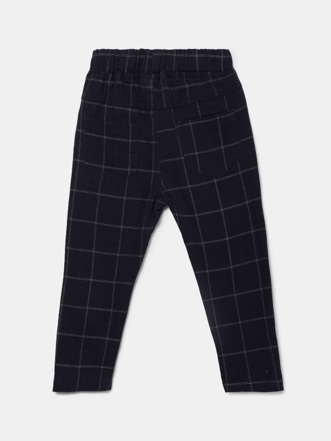 

Hopscotch Boys Navy Blue & White Checked Track Pants