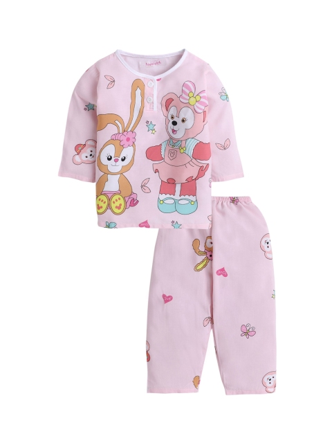 

Hopscotch Girls Pink & Blue Printed Night suit