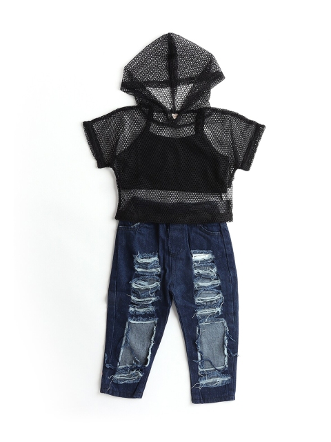 

Hopscotch Girls Black & Blue T-shirt with Trousers