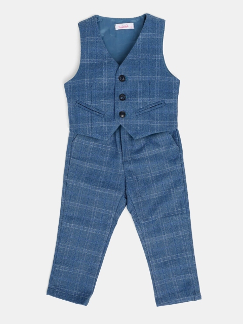 

Hopscotch Boys Blue & Grey Checked Coat with Trousers