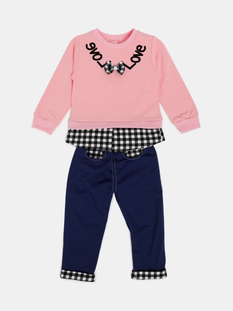 

Hopscotch Girls Pink & Blue Checked Top with Trousers