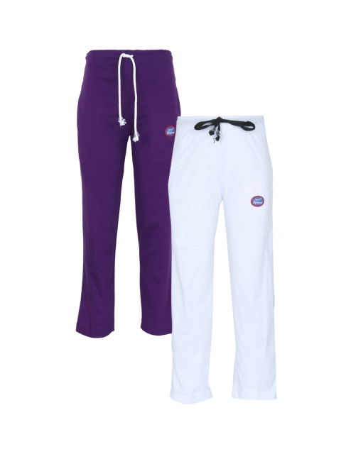 

VIMAL JONNEY Unisex Kids Purple & White Set Of 2 Cotton Blend Track Pants