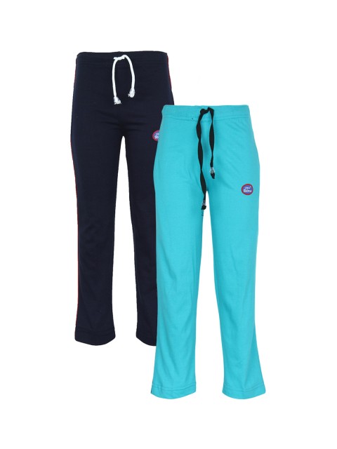 

VIMAL JONNEY Pack of 2 Kids Navy Blye & Turquoise Blue Track Pants, Navy blue
