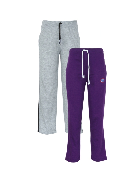 

VIMAL JONNEY Unisex Kids Purple & Grey Set Of 2 Cotton Blend Track Pants