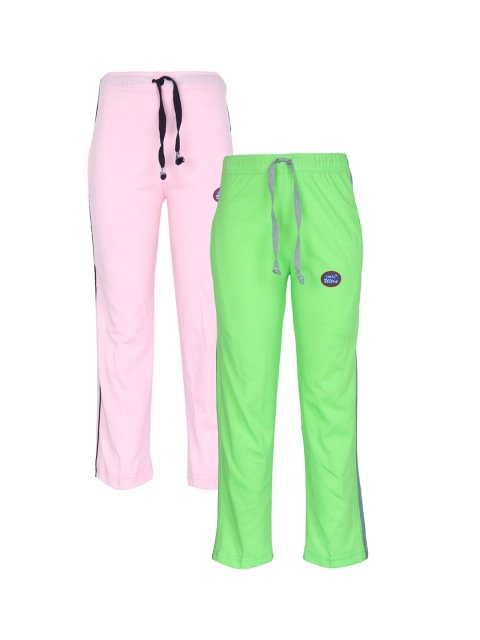 

VIMAL JONNEY Unisex Kids Multicolor Cotton Blended Trackpant Pack of 2, Green